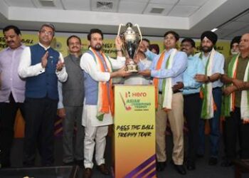 अनुराग ठाकुर ने हीरो एशियन चैंपियंस ट्रॉफी 2023 के लिए ट्रॉफी का किया अनावरण