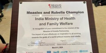 भारत, खसरा और रूबेला रोगों की रोकथाम में अनुकरणीय प्रयासों के लिए ‘खसरा और रूबेला चैंपियन’ पुरस्कार से सम्मानित