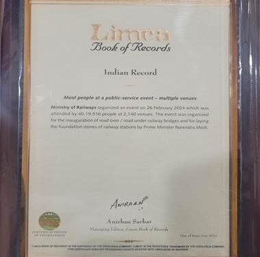 भारतीय रेलवे ने ‘लिम्का बुक ऑफ वर्ल्ड रिकॉर्ड्स’ में कराया अपना नाम दर्ज